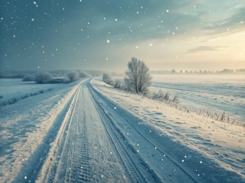 Snowfall Over Empty Roads